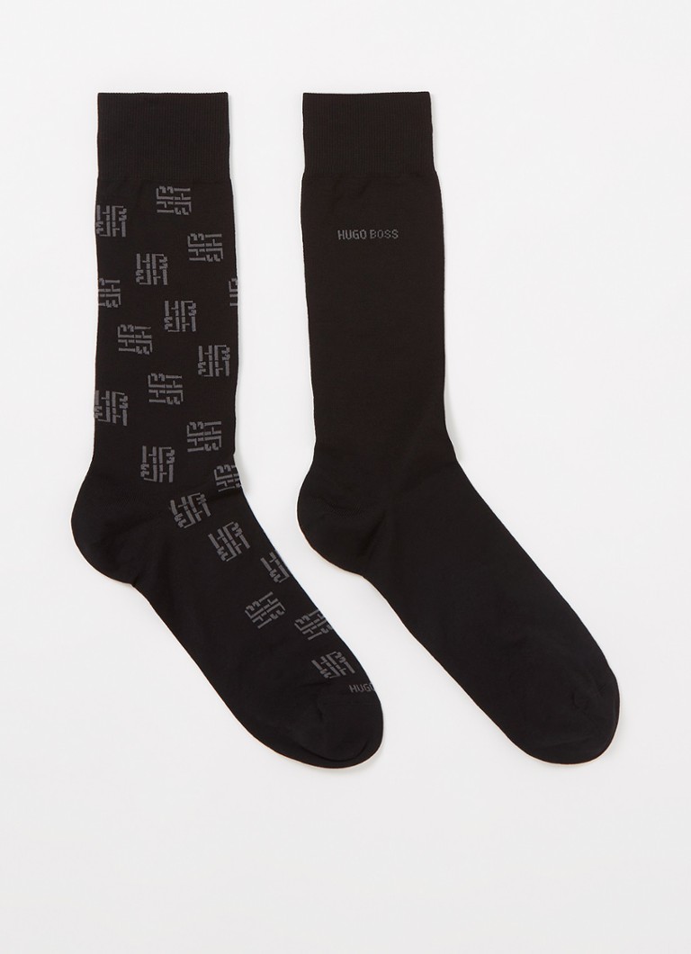 HUGO BOSS - Sokken met logoprint in 2-pack - Zwart