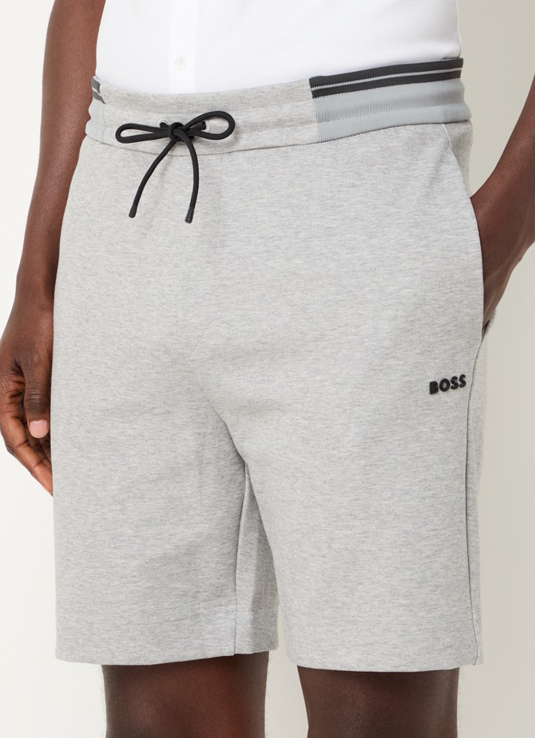 BOSS - Zone straight fit korte joggingbroek met logo - Lichtgrijs