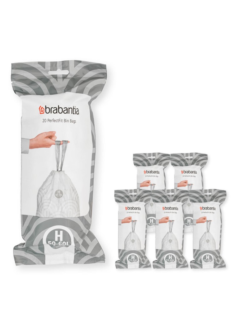 Brabantia Perfect Fit afvalzak H 50-60 liter 6 x 20 stuks • Wit •