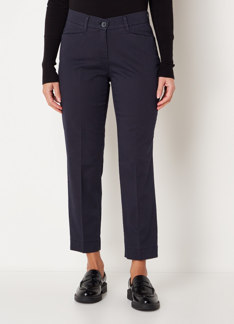 BRAX - Mara mid waist regular fit cropped chino met steekzakken - Donkerblauw