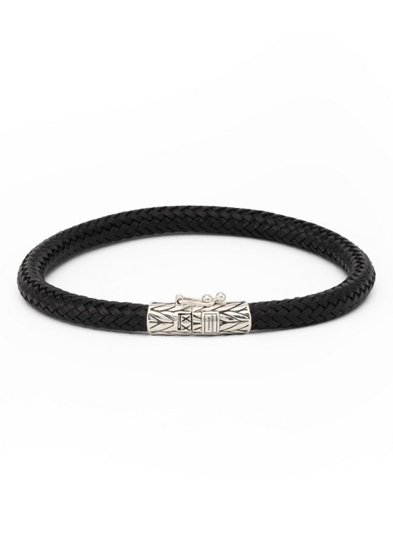 Buddha to Buddha - Ellen wikkelarmband van gevlochten leer - Zwart