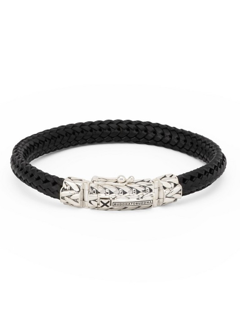 Buddha to Buddha - Nurul/Ellen Mix armband van gevlochten leer - Zwart