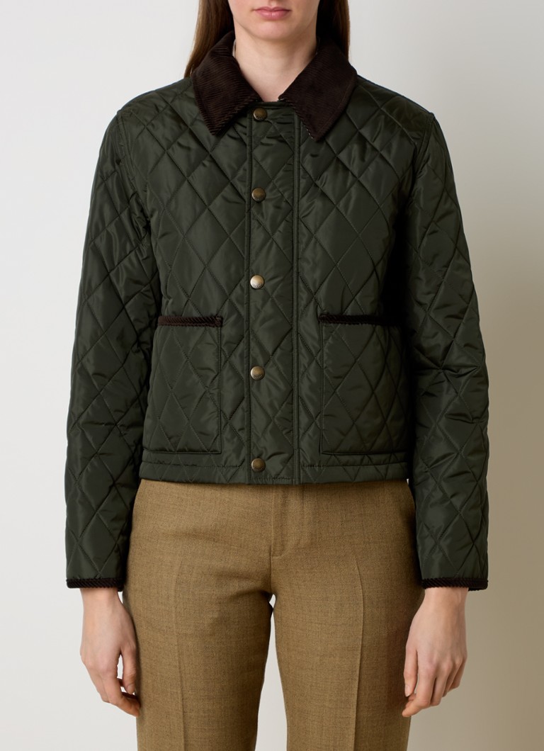 Burberry - Gewatteerd jack met quilt patroon en opgestikte zakken - Bronsgroen