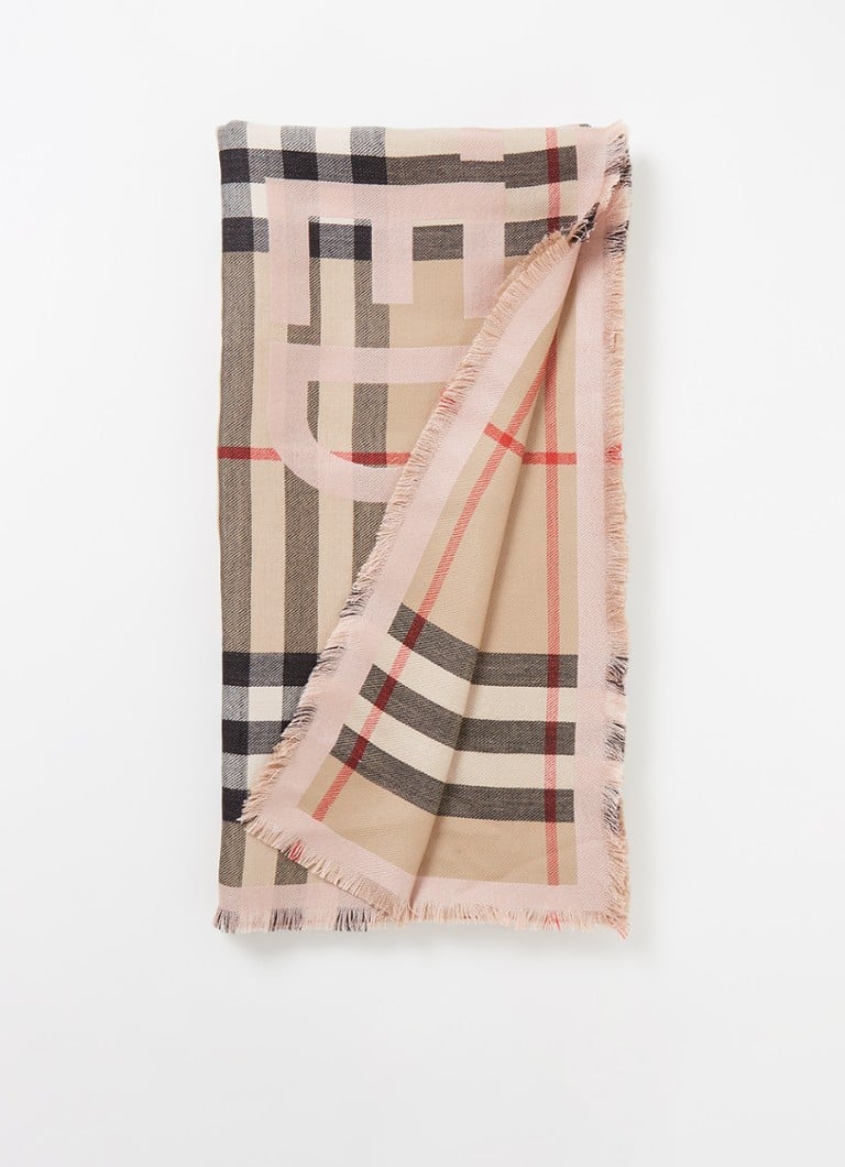 BURBERRY - Sjaal in kasjmierblend met logo 205 x 100 cm - Beige