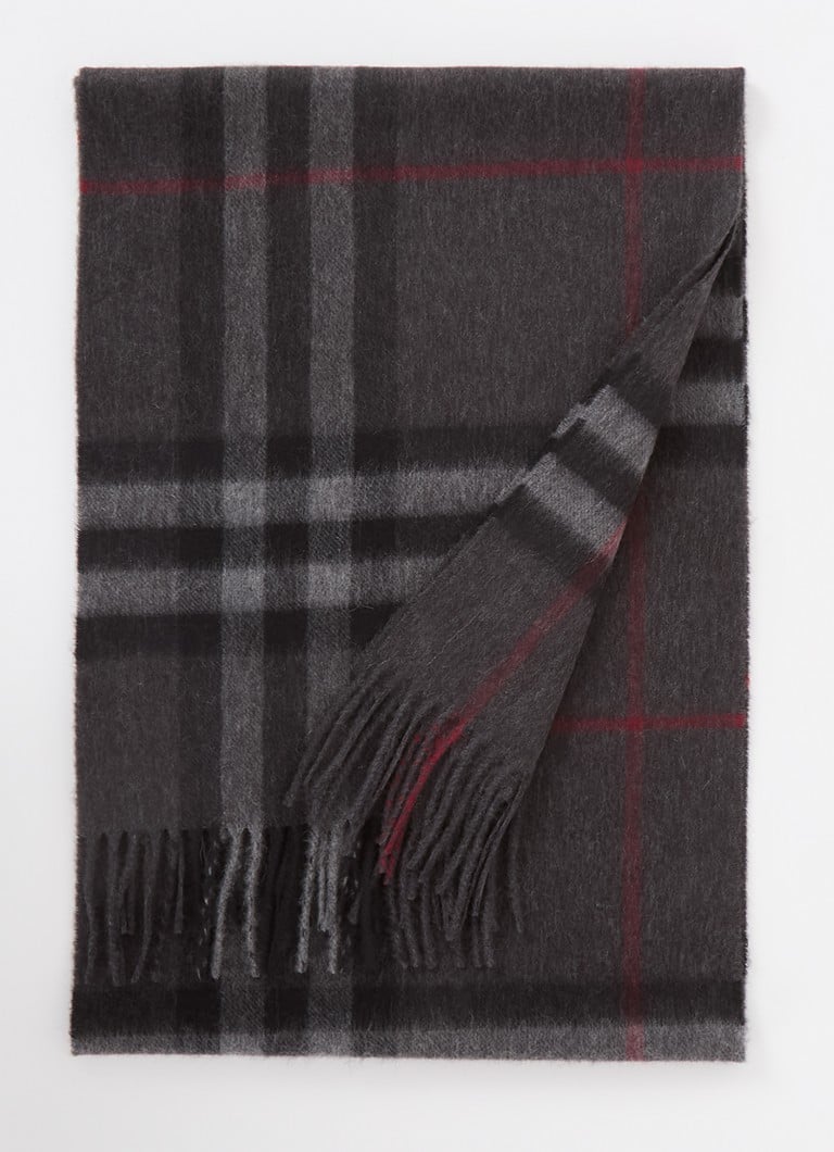 Burberry - Sjaal van kasjmier met ruitdessin 170 x 30 cm  - Donkergrijs