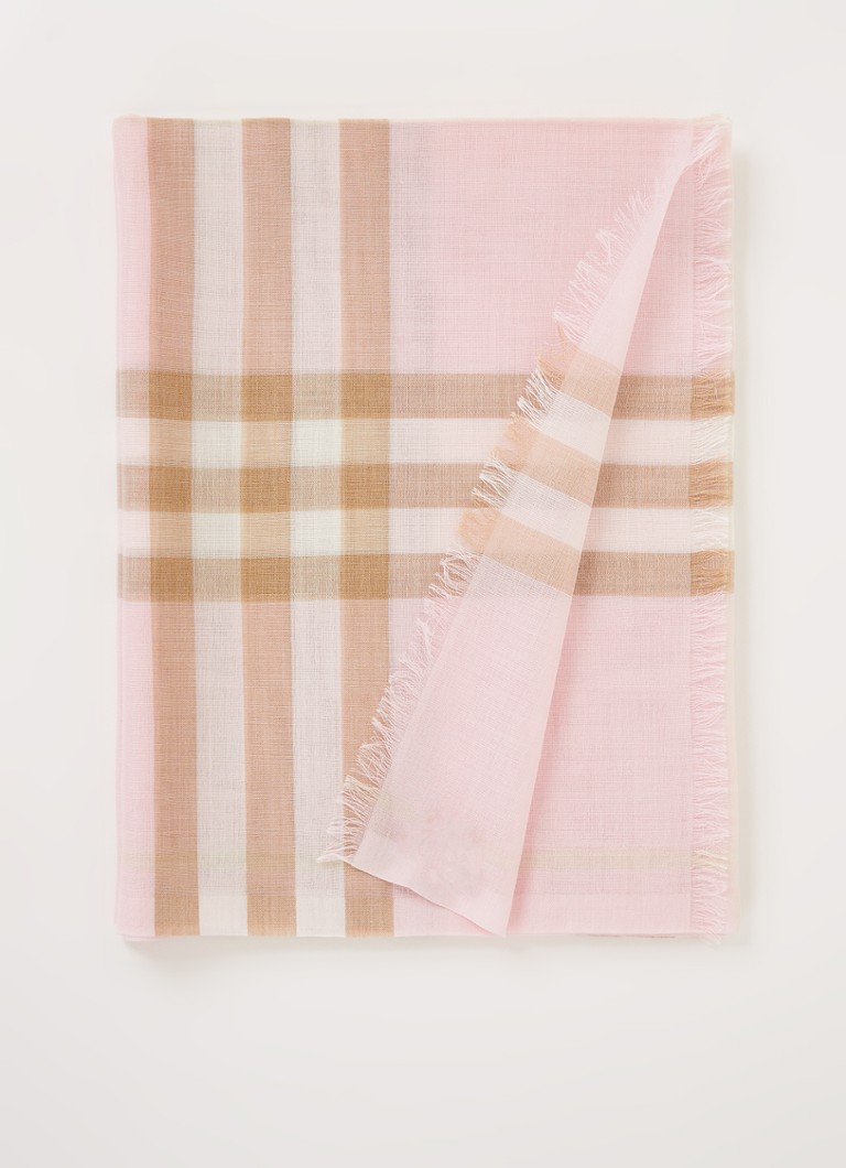 Geboorte geven een schuldeiser majoor BURBERRY Sjaal van wol en zijde met ruitdessin 220 x 70 cm • Roze •  deBijenkorf.be