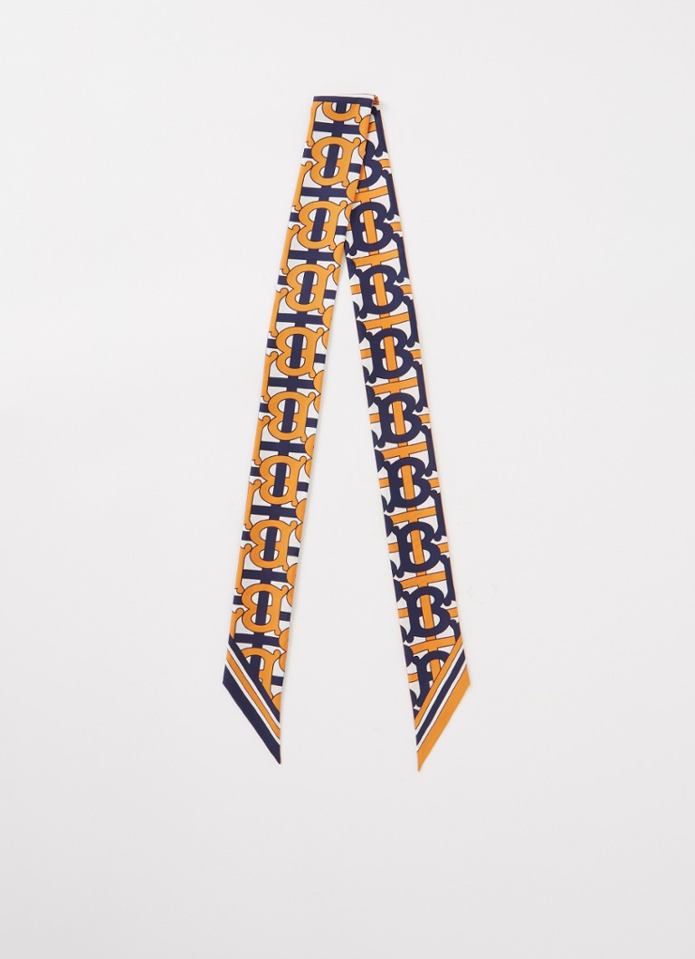 BURBERRY - Sjaal van zijde met logoprint 180 x 10 cm - Orange