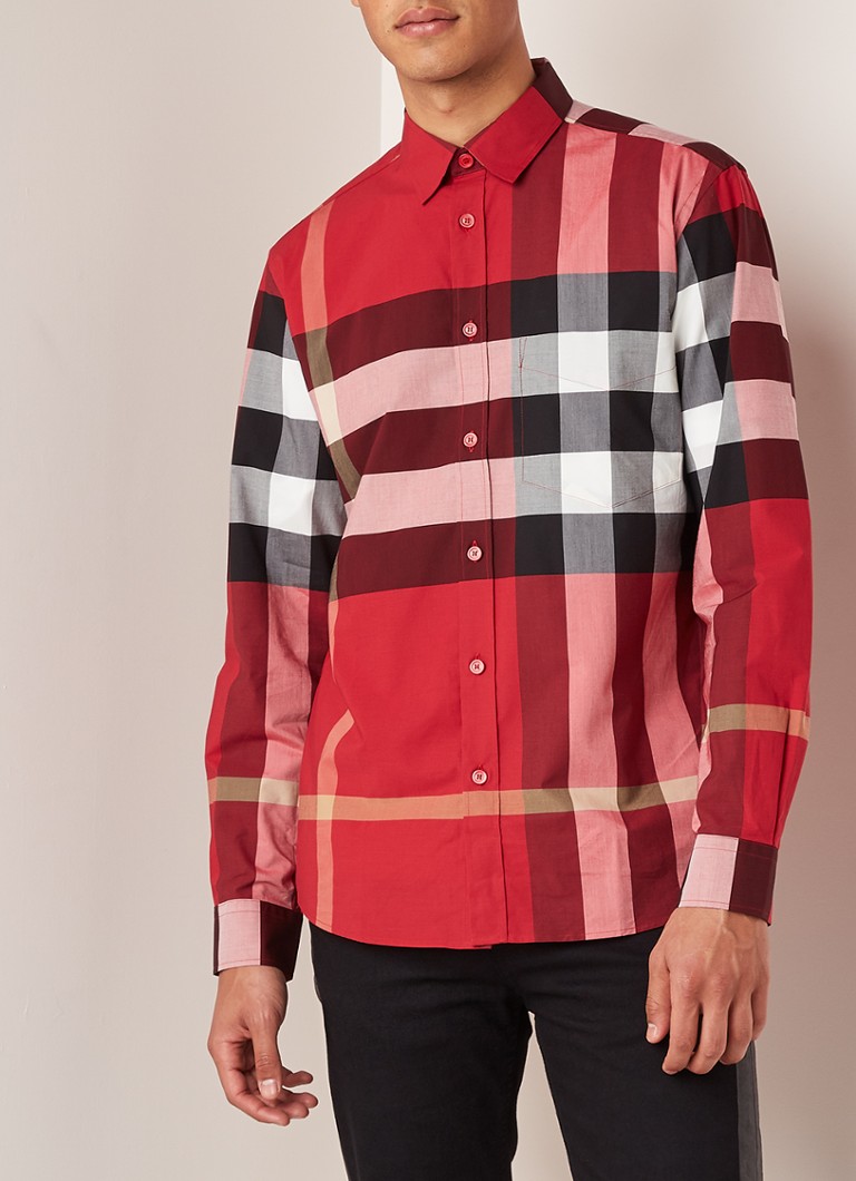 Verlating gewoontjes molen BURBERRY Somerton regular fit overhemd met ruitdessin • Rood •  deBijenkorf.be