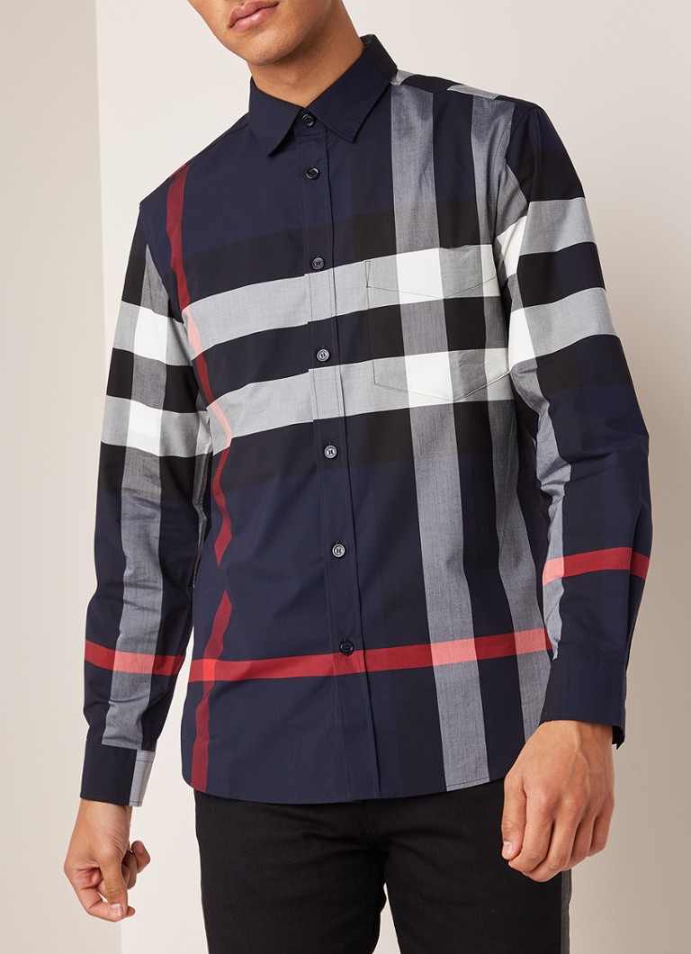 BURBERRY fit overhemd met ruitdessin • Donkerblauw • deBijenkorf.be