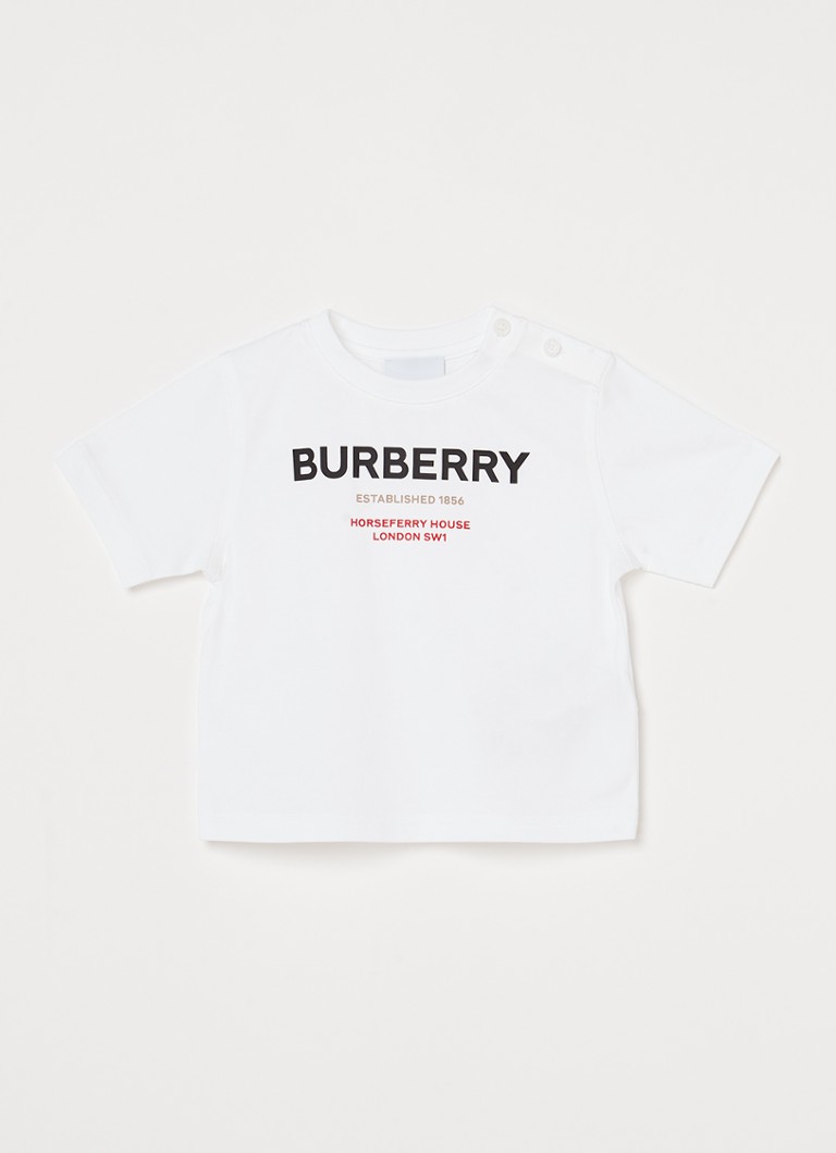 BURBERRY - T-shirt met logoprint - Wit