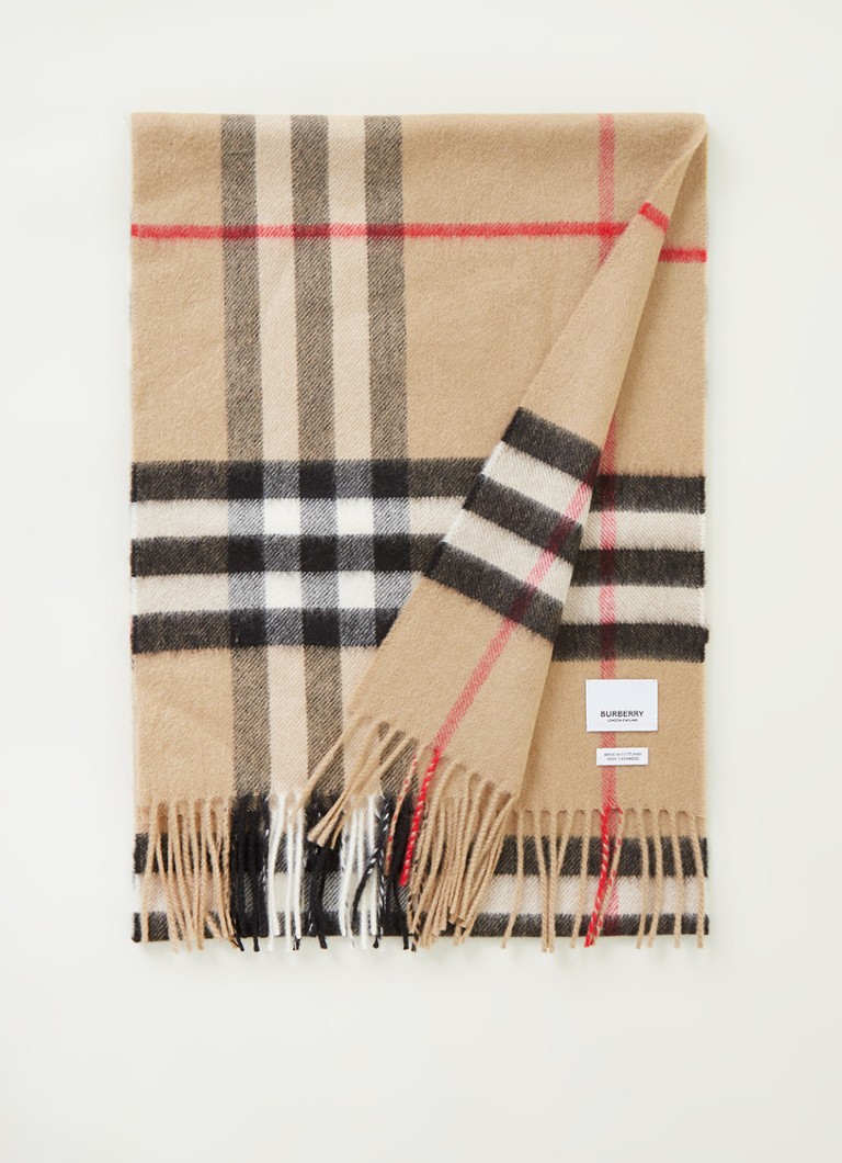 BURBERRY - The Classic Giant Check sjaal van kasjmier 168 x 30 cm - Beige