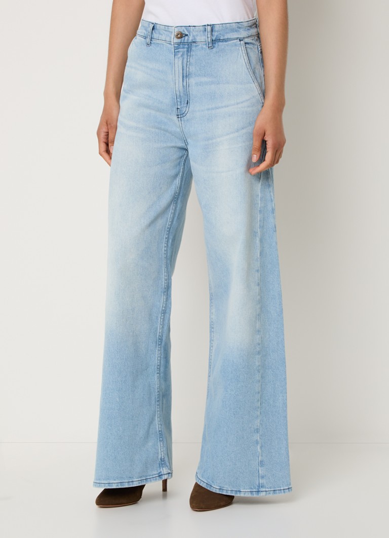 by-bar - Sen high waist wide leg jeans met lichte wassing - Indigo