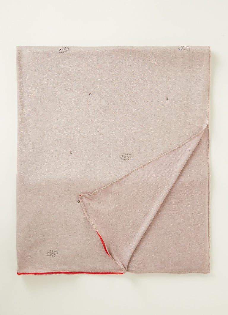 BYLIMA - Initials sjaal met strass 190 x 60 cm - Lichtbruin
