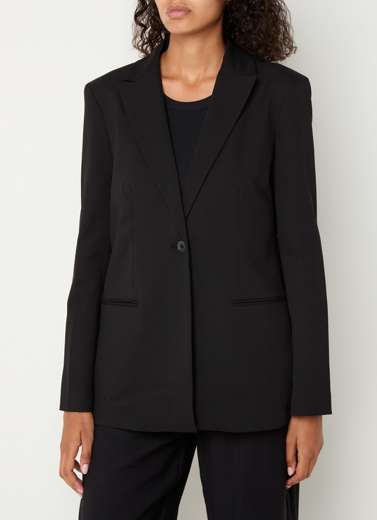 Calvin Klein - Blazer met paspelzakken en schoudervulling - Zwart
