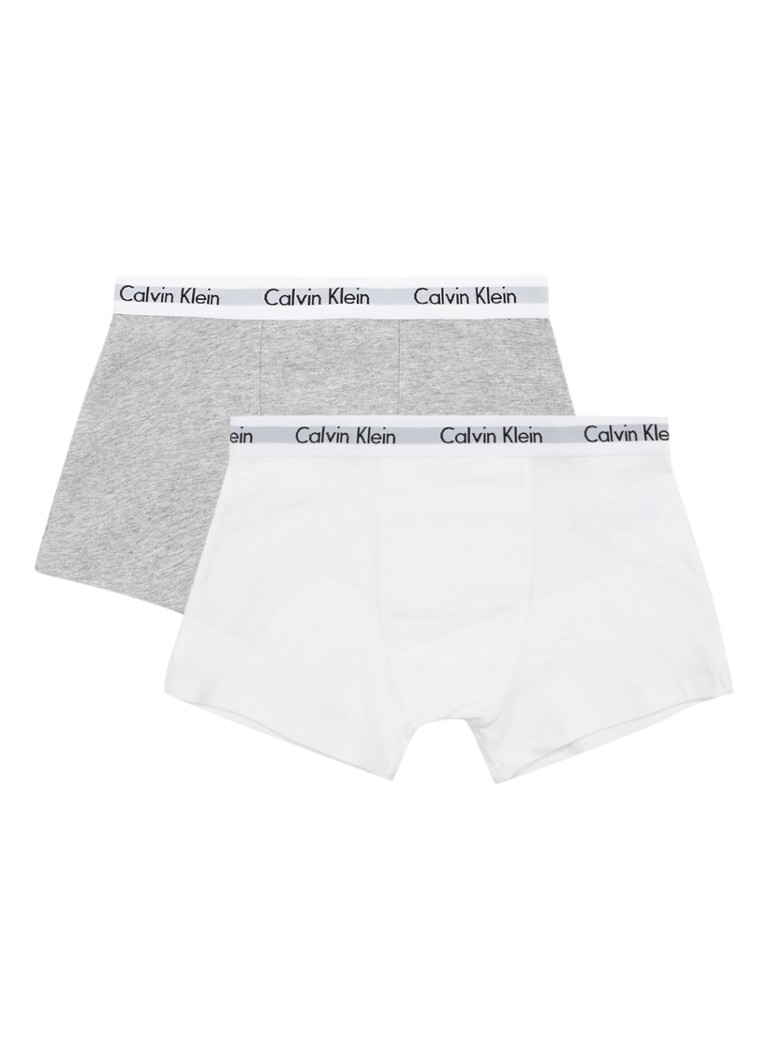Calvin Klein - Boxershorts in uni en mêlée in 2-pack - Wit