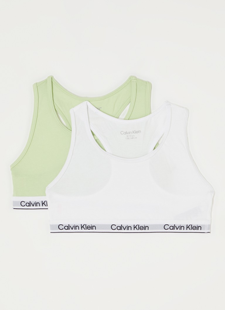 Calvin Klein - Bralette met logoband in 2-pack - Lichtgroen