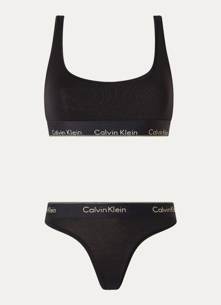 Calvin Klein String met logoband • Zwart • de Bijenkorf