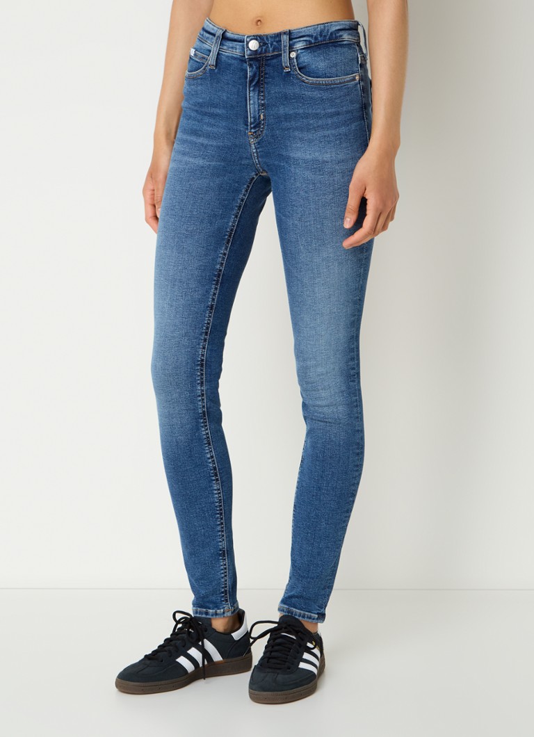 Calvin Klein - Mid waist skinny jeans met medium wassing - Indigo