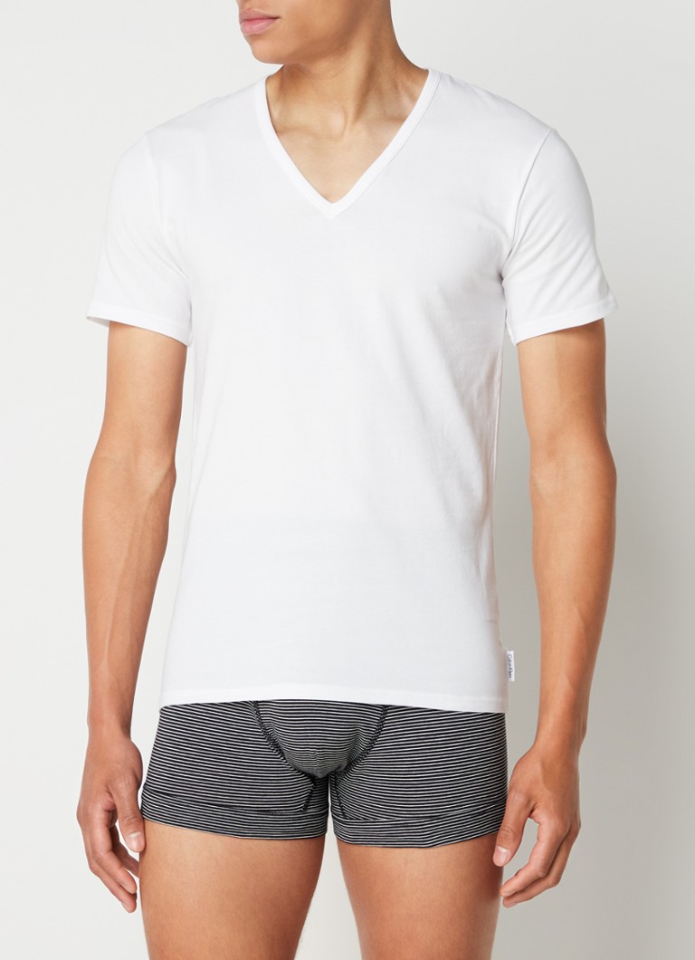 Calvin Klein - Modern fit T-shirt met V-hals in 2-pack - Wit