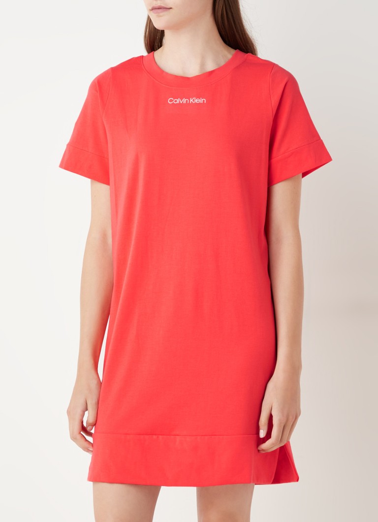 Calvin Klein - Nachthemd met logo - Koraalrood