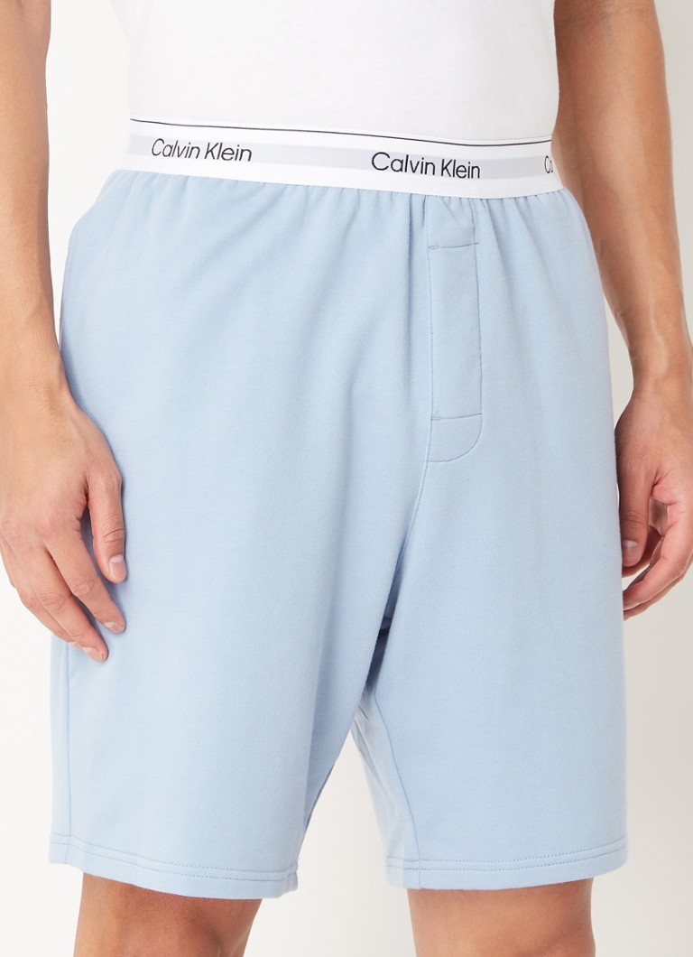 Calvin Klein - Pyjamashorts met logoband  - Lichtblauw