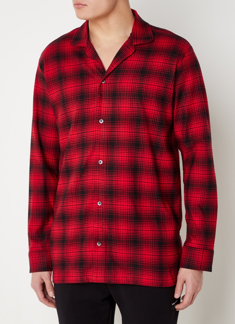 Calvin Klein - Pyjamatop met ruitdessin en knoopsluiting - Bordeauxrood