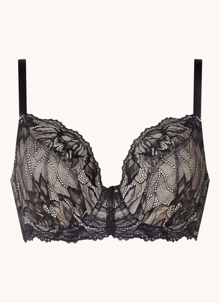 Calvin Klein Seductive Comfort beugel bh met overlay van kant • Zwart •