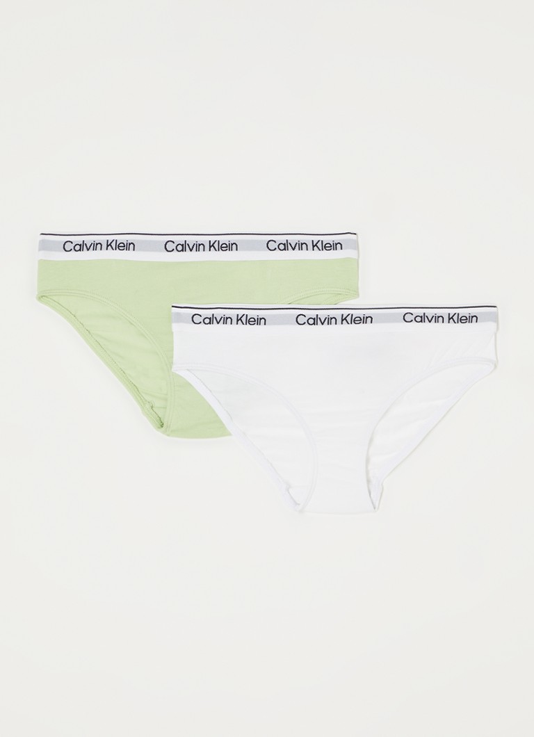 Calvin Klein - Slip met logoband in 2-pack - Lichtgroen
