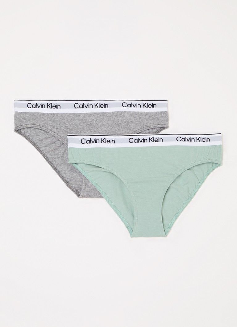 Calvin Klein - Slip met logoband in 2-pack - Grijsmele
