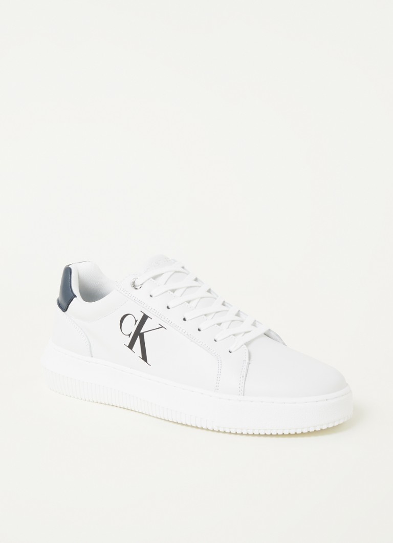 Calvin Klein - Sneaker en cuir avec logo - Blanc