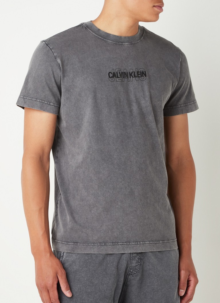 Calvin Klein - T-shirt à l’effet délavé - Gris foncé