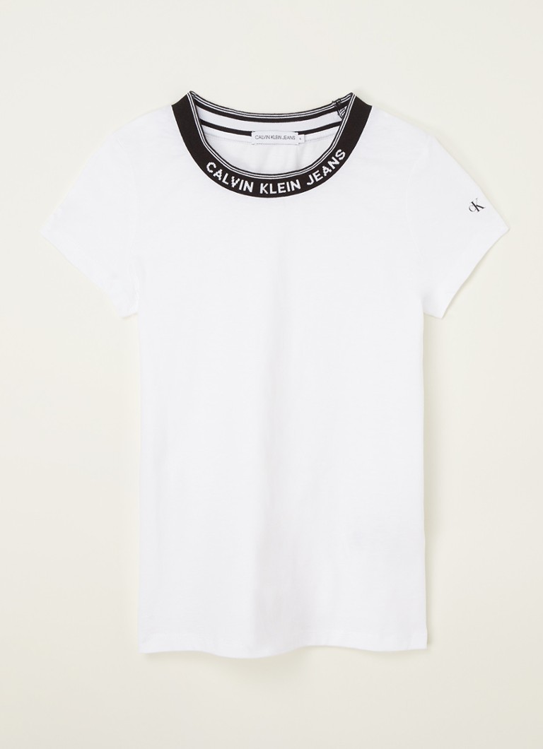 Calvin Klein - T-shirt Intarsia avec bande logo - Blanc