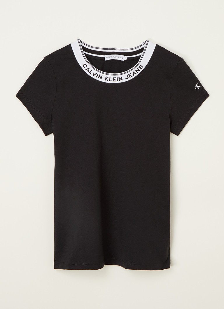 Calvin Klein - T-shirt Intarsia avec bande logo - Noir