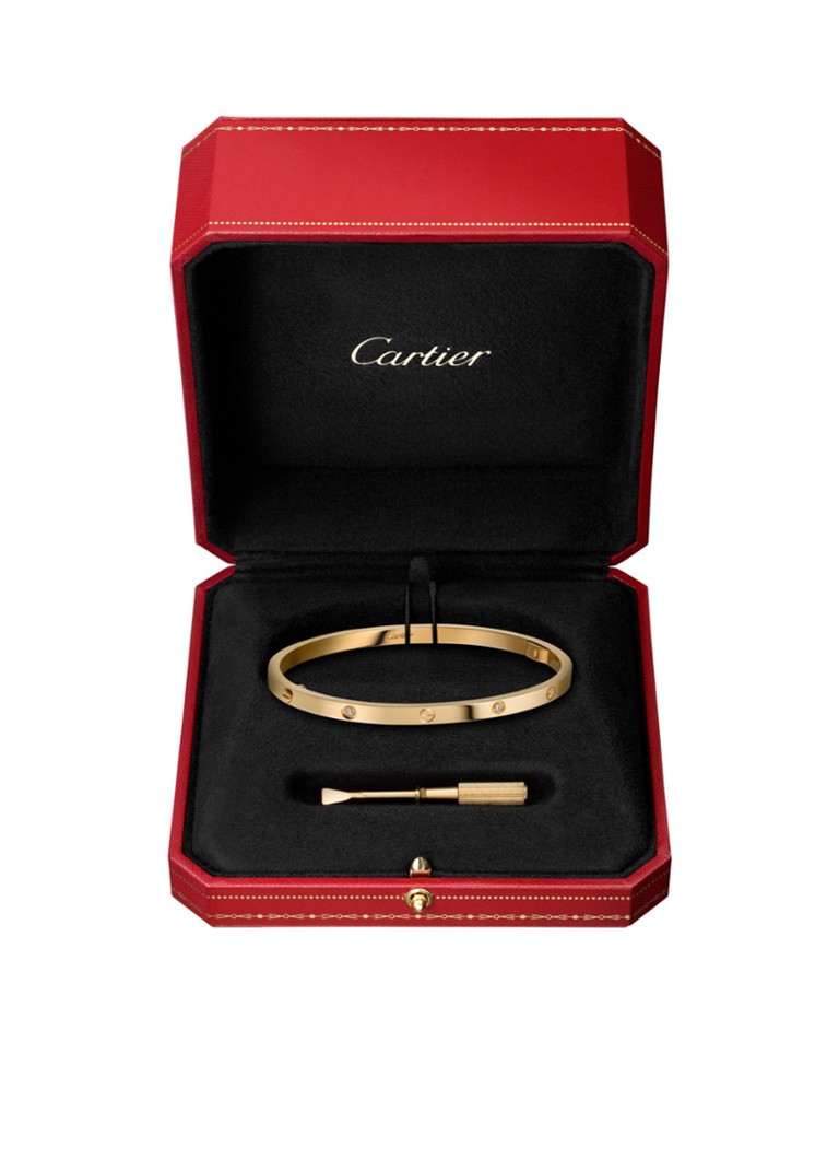 Cartier LOVE armband small van 18 karaat geelgoud met 6 diamanten