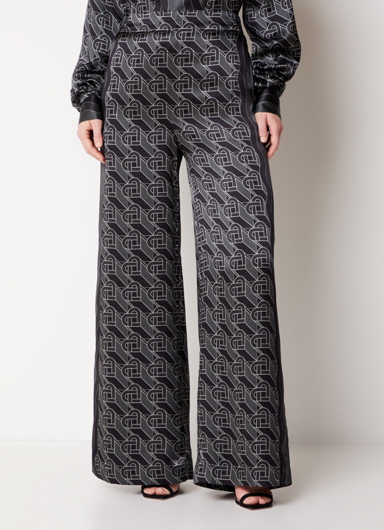 Casablanca - The Night View high waist wide fit broek met logoprint - Zwart