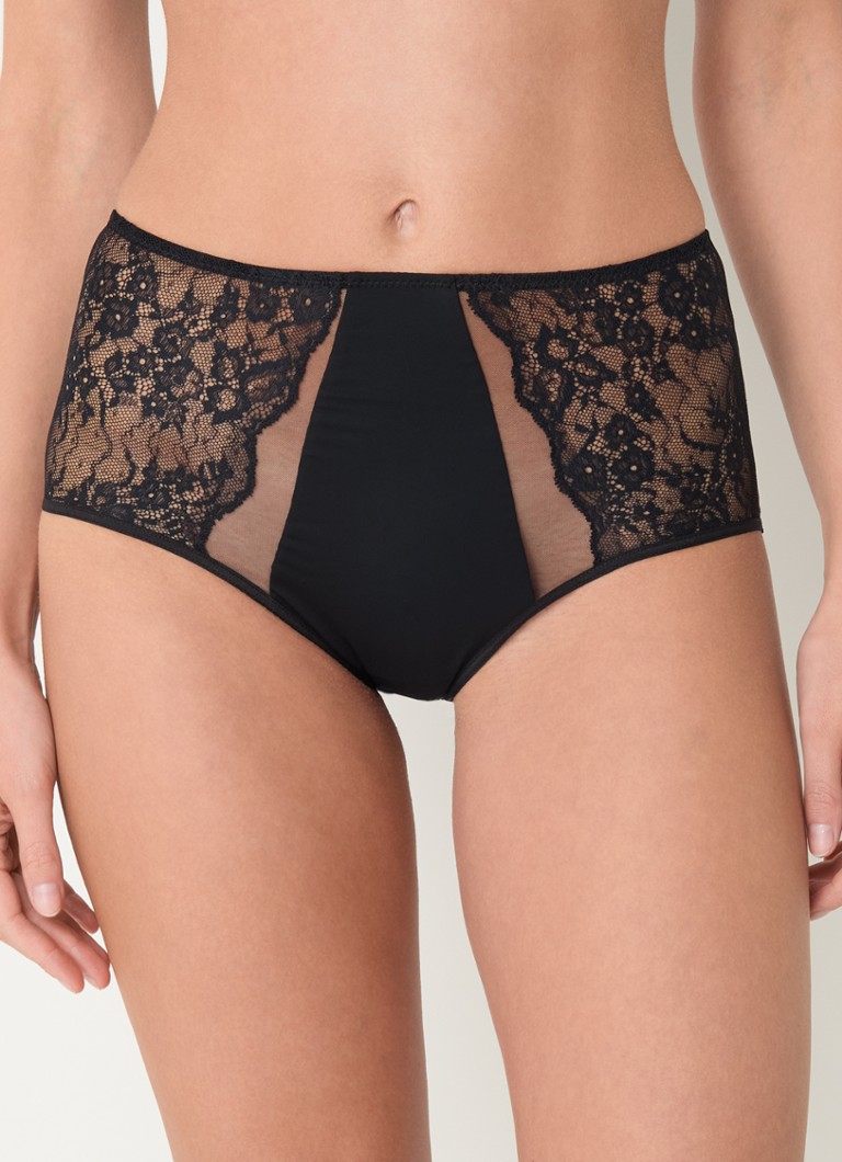 Chantelle - High waisted slip met kant - Zwart