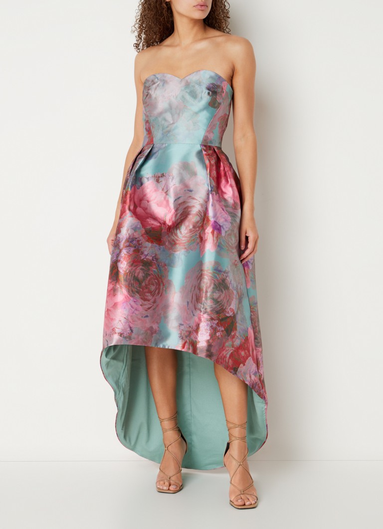 Chi Chi London - Midi jurk met bloemenprint en asymmetrische zoom - Mint