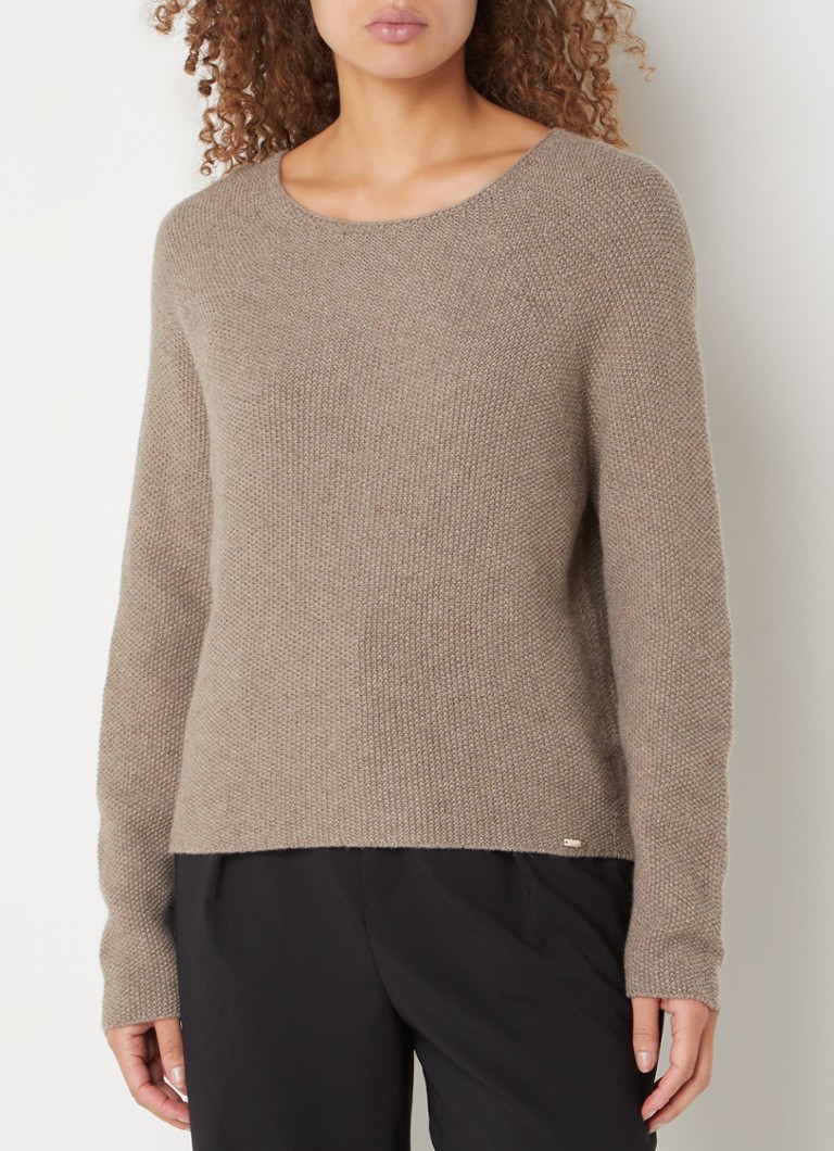 Cinque - Ciblus grofgebreide pullover in kasjmierblend - Donkerbeige
