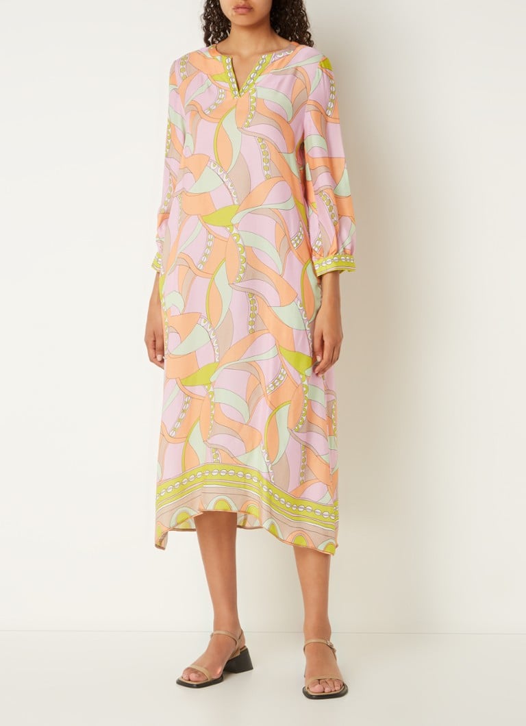 Cinque - Cidale midi jurk met print en V-hals - Roze
