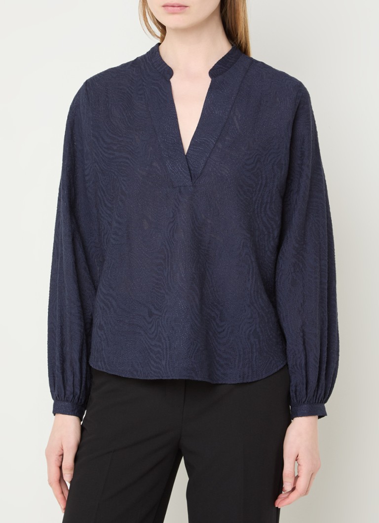 Claudia Sträter - Tuniek met jacquard en V-hals - Donkerblauw