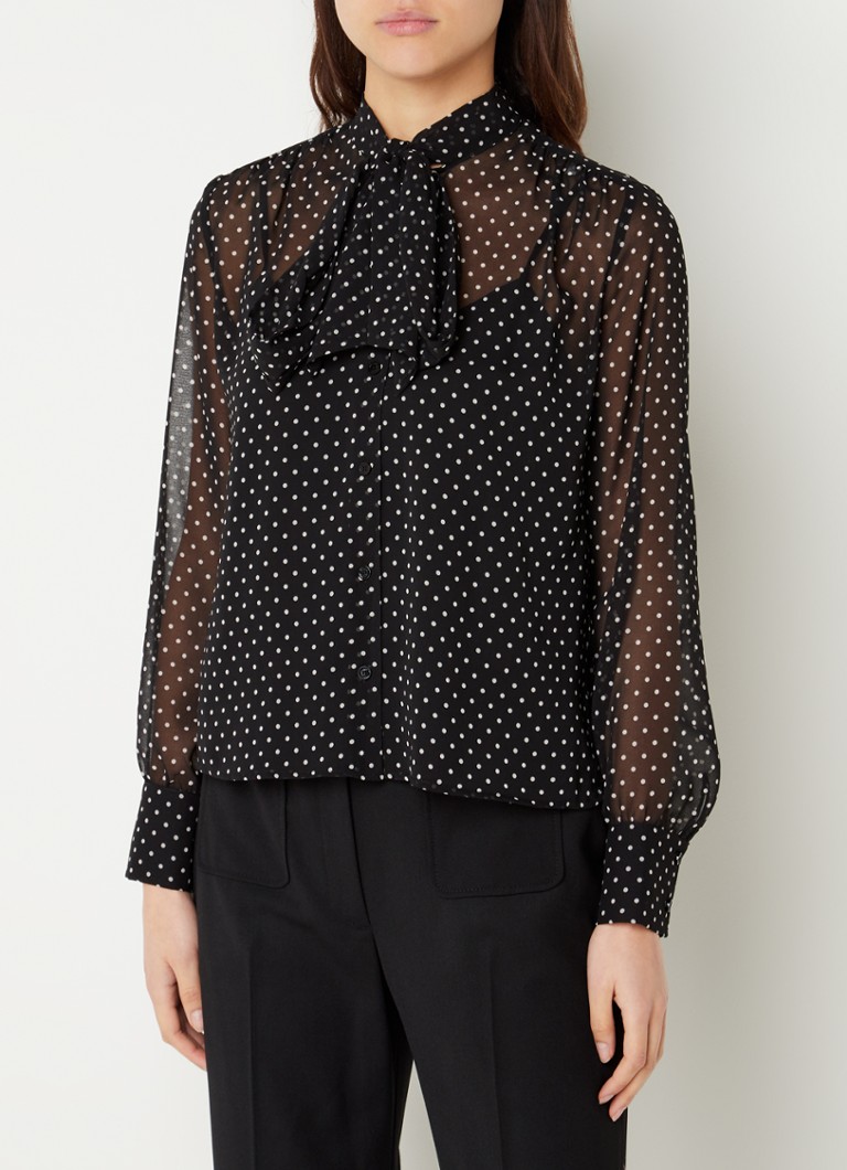 kwaad Victor bodem Claudie Pierlot Cali semi-transparante blouse met strikkraag • Zwart •  deBijenkorf.be