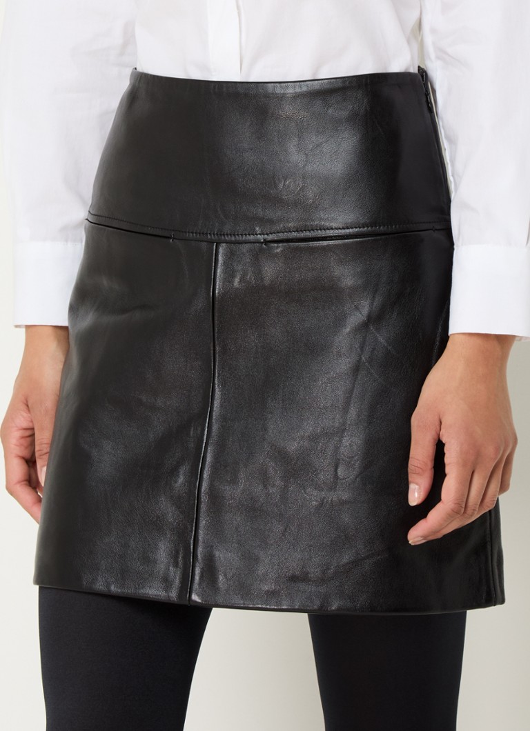 Claudie Pierlot - Cosme minirok van lamsleer - Zwart