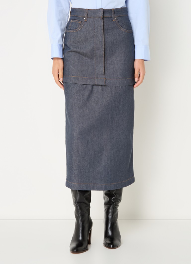 Claudie Pierlot - Midi spijkerrok met afritsbare onderzijde - Blauwgrijs