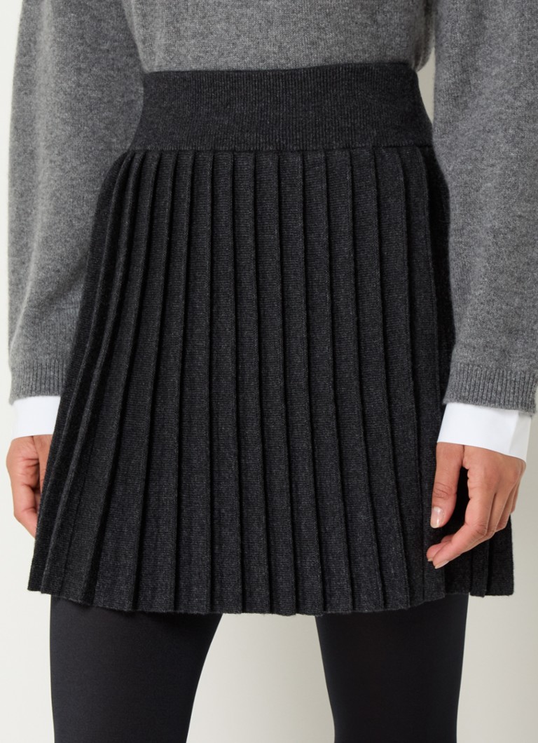 Claudie Pierlot - Minirok in wolblend met plooien  - Donkergrijs