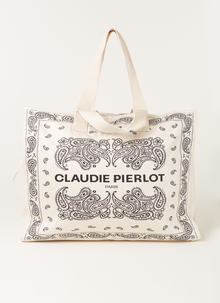 Claudie Pierlot - Sac à bandoulière avec logo et détails en cuir - Crème