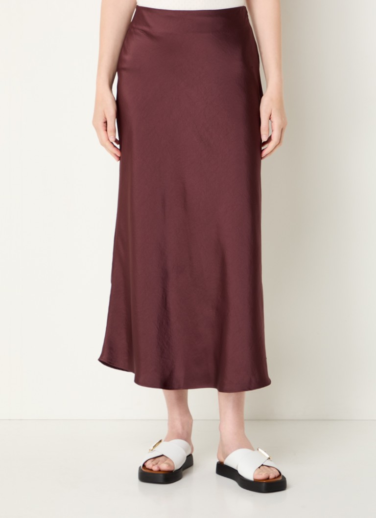 Claudie Pierlot - Sapine high waist midi rok van satijn - Bordeauxrood
