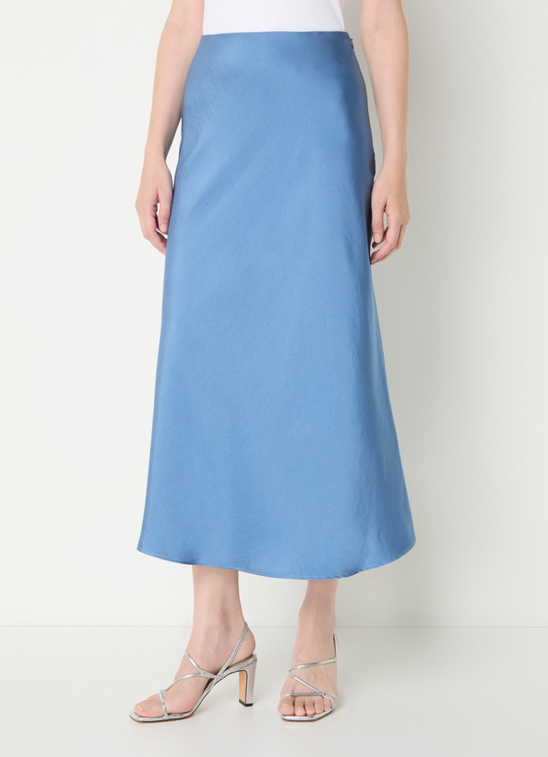 Claudie Pierlot - Sapine high waist midi rok van satijn - Blauwgrijs