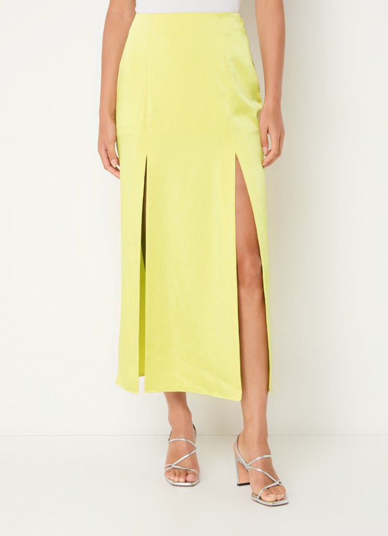 Claudie Pierlot - Sapini midi rok van satijn met split - Geel