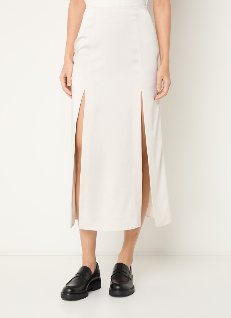 Claudie Pierlot - Sapini midi rok van satijn met split - Zand