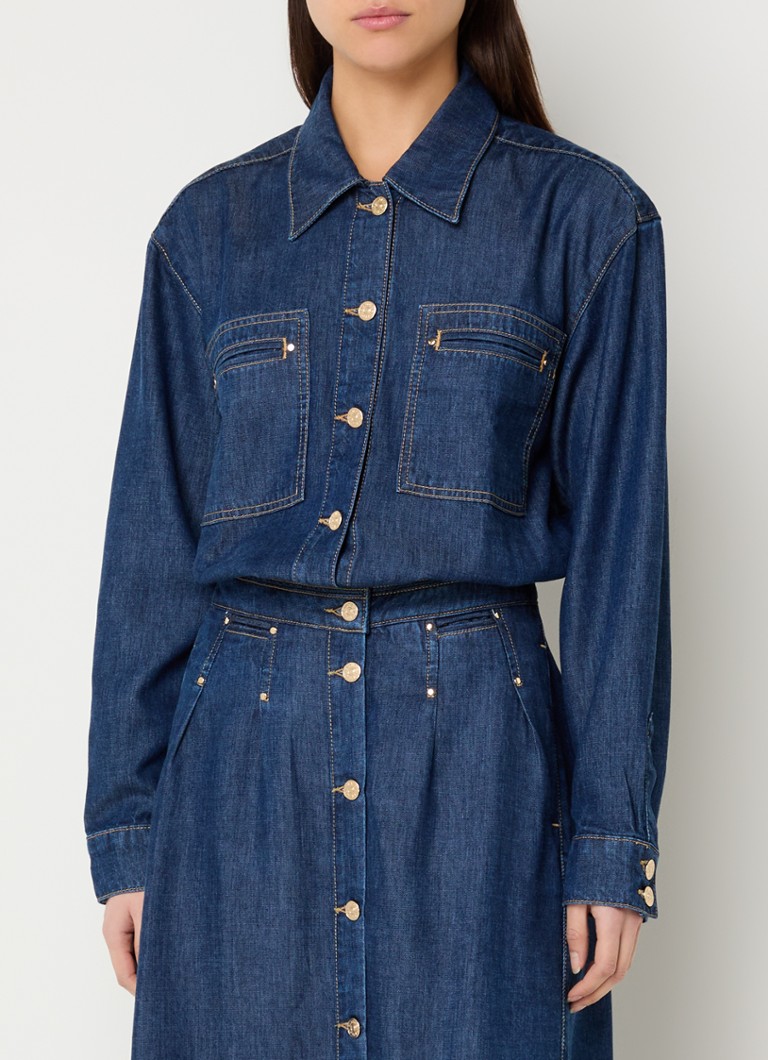 Claudie Pierlot - Siham midi spijkerrok van lyocell met paspelzakken - Indigo